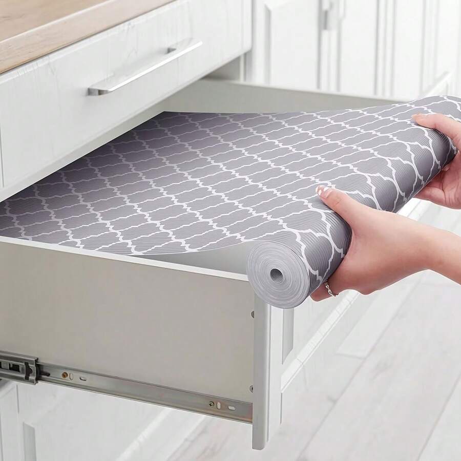 1 Roll Non-Adhesive Shelf Liner For Refrigerator And Kitchen; Waterproof Durable Drawer And Refrigerator Mat; Suitable For Cabinets, Display Cases And Drawers - A - View 1