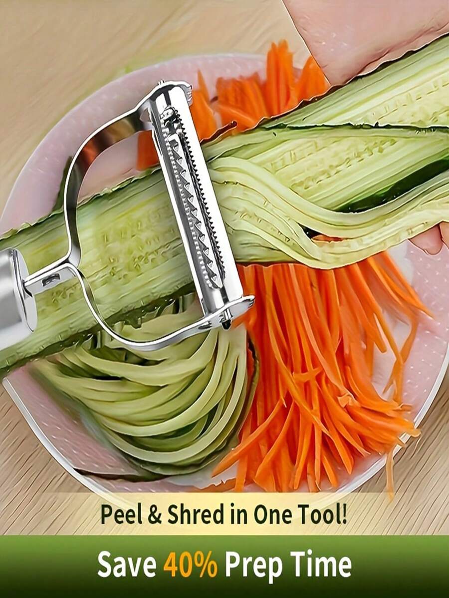 1/2 buah Pengupas Sayuran Stainless Steel – Pengupas Dapur Multifungsi yang Dapat Dicuci Sepenuhnya untuk Kentang, Wortel, Mentimun, dan Apel | Alat Pemotong Tajam, Peralatan Dapur Rumah Tangga, Aksesori RV Kecil - Perak - View 1