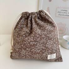 Fabric Vintage Drawstring Storage Bag For Children's Items - Brown Popcorn - View 7