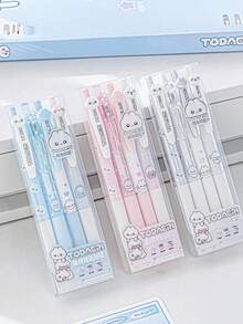 4pcs Cute Rabbit Shaped Neutral Pens Set, 0.5mm Tip, Black Ink, Suitable For Daily Writing, Office, Students Back To School Gift - Black - View 5