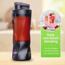 700ml USB‑C Rechargeable Portable Blender Cup, Wireless Electric Smoothie Mixer For Shakes, Fruit Drinks, Ice Crushing, Mini Blender For Travel, Gym, Camping, Home Kitchen - Black - View 3