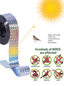 1pc Laser Reflective Bird Repellent Tape, Shiny Bird Deterrent Ribbon, Waterproof Bird Repellent Strip For Yard, Farm, Orchard, Repels , Sparrows, Pigeons, Wild Ducks, Geese, Outdoor Pest Control Bird Repellent Tape - A - View 9