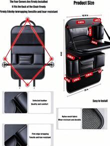 Organizer Penyimpanan Mobil dengan Meja Lipat, Tas Penyimpanan Multi-Saku Jala Dua Lapis, Tali yang Dapat Diatur dan Tempat Gelas, Menghemat Ruang dan Ideal untuk Bepergian Bersama Keluarga, Dudukan Tablet dan Buku Portabel, Aksesori Penyimpanan Mobil - MultiWarna - View 8