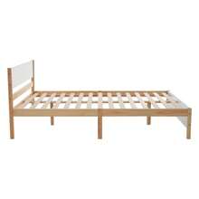 Double Bed, Wooden Bed, Pine Wood Frame With Center Foot, Youth Bed, Adult Bed, With Headboard And Footboard Made Of MDF, White And Natural, 140x200 Cm, 207 X 147 X 82 Cm - White - View 4
