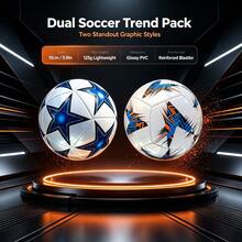 2pcs Different Pattern Lightweight Tech Fashion Footballs, Optimized Ball Weight Distribution, Long-Term Control Without Fatigue. Normal Use On Wet Fields After Rain. Futuristic Appearance, Breaking Away From Traditional Monotonous Football Design, Fusion Of Sports And Art. - Blue - View 1