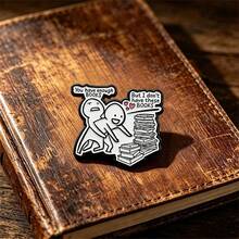 1Pc Cartoon Reading Meme Enamel Pin Funny Book Lover Brooch Lapel Badge For Women Reader Backpack Jacket Accessory Jewelry Gift - Bookworm - View 7