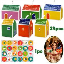 1 Set 24 Pcs Christmas House Shaped Gift Boxes With 1-24 Number Cards ...