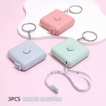 1pc 59-Inch Mini Retractable Tape Measure Keychain - Dual Scale For Body Measurement, Sewing, Crafting - Lead-Free, Non-Metallic Tape Material - Compact, Portable Design, Essential For Back To School, Stationery - Multicolor - View 3