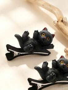 Halloween Playful Black Cat Cute Kitten Hair Clip, Cat Pattern Hair Clip, Suitable For Casual, Daily Styling, Party, Birthday, Gift, Travel And Other Occasions, Perfect For Daily Outings - Multicolor - View 5