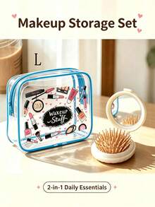 Large Capacity High Quality PVC Travel Storage Bag, With Zipper Closure, Lightweight Fade-Resistant Cosmetic And Toiletry Bag, Suitable For Women And Girls - Multicolor - View 38