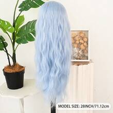 Gorgeous Blue Loose Wave Lace Front Wigs 26 Inch Pre Plucked Long Wavy Hair Wigs Glueless Light Blue Hair Heat Resistant Fiber Hair 13X4 Loose Wavy Synthetic Hair Replacement Wigs For Women Perfect For Daily Wear & Parties - 藍色 - 查看 8