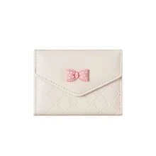 Heart Bow~PU皮革女款短款三折錢包，高級簡約韓系學生風皮夾 - 彩色 - 查看 6