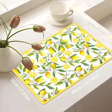 1 buah Keset Penyerap Air Motif Bunga Lemon dari Tanah Diatom, Keset Pengering Penyerap Air untuk Meja Dapur, Keset Mesin Kopi, Keset Teko Kopi Tuang, Keset Pengering Piring, Keset Dapur Anti Selip Tahan Panas, Keset Meja Makan, Keset Sarapan, Keset Mesin Cuci, Keset Dekoratif untuk Rumah, Dapur, Meja Makan, Kedai Kopi, Bar, Hadiah Pesta Liburan atau Pesta Pindah Rumah - MultiWarna - View 10