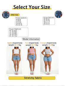 Plus Size Tight-Fitting Bodycon Ultra Short Denim Hot Pants, Sexy Casual Versatile For Summer - Medium Wash - View 6