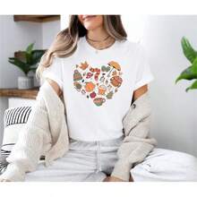 Autumn Heart T-Shirt: Cozy Fall Graphic Tee - Bella Canvas 3001 - 樣式1 - 查看 1