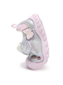 mini bala Little Girls' Casual Sneakers 2026 New, Mesh Splicing Bow Decor Hook & Loop Soft Sole Breathable Kids Shoes - Smoky Silver - View 6