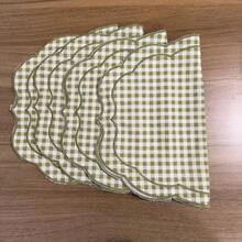 1/2/4件組鄉村風藝術多色經典刺繡格紋不對稱剪裁餐墊，適合居家裝飾、節日與婚禮 - 綠色 - 查看 9