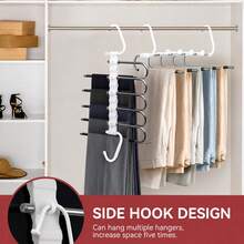 Multi-Layer Foldable Hanging Pants Storage Rack/Hanger, Black Stainless Steel Multi-Functional Multi-Layer Foldable Storage Rack With Anti-Slip Tubes And Hook Holes, Suitable For Storing Various Sizes Of Pants, Ties And Towels, Anti-Slip - Clothes and pants storage rack (black) - View 8