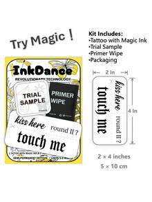 1 Set "& Round 2 & Touch Me" New Technology Tattoo Stickers, Semi-Permanent, Sexy Provocative Gothic Seduction, Temporary Tattoo, Y2K Style, Waterproof Long-Lasting Realistic Design, InkDance Plant-Based Formula, Gift X024 - Black - View 3