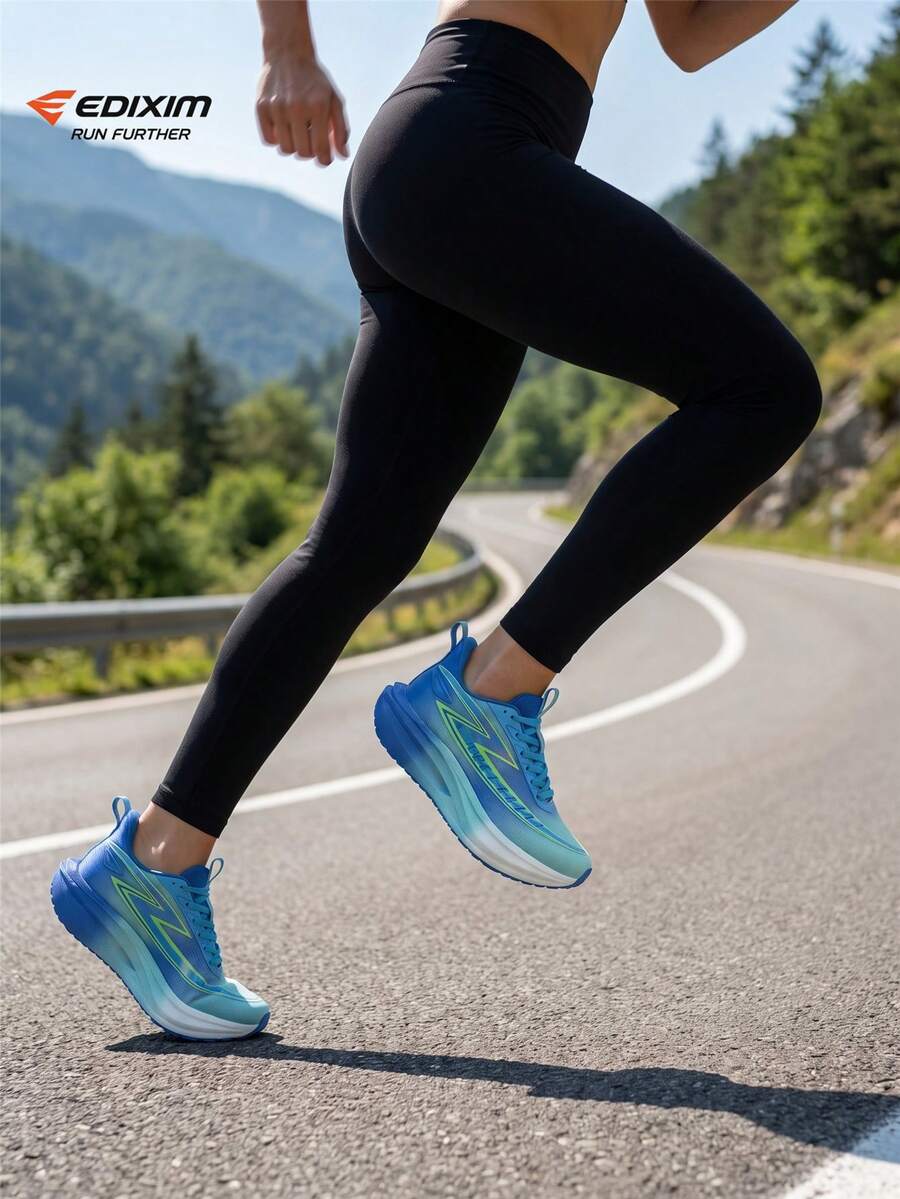 EDIXIM Women's Summer New Road Running Shoes, Breathable, Lightweight, Soft Sole, Shock Absorbing, Casual Running, Jump Rope, Slip-On Athletic Shoes - Blue - View 1