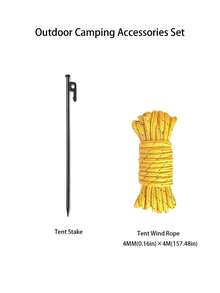 2PCS.4PCS Outdoor Camping Tent Accessories Set, Heavy Duty Metal Tent Stakes, 4m Windproof Rope, Suitable For Tents, Canopies, Camping, Travel/ - Multicolor - View 16