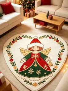 1pc White Heart-Shaped Fairy Doormat, Small Rug, Welcome Mat, Carpet, Floor Mat, Outdoor Doormat, Kitchen Rug, Home Decor, Front Door Mat, Area Rug, Outdoor Mat, Home Decor, Area Carpet, Garden Rug, Washable Carpet - Multicolor - View 2
