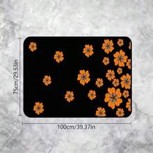1pc Orange Flower Black Pattern Printed Trunk Mat, Travel Essential, Durable Polyester Material, Universal For Multiple Car Models, Essential Interior Decoration For Your Car, Enhances Car Atmosphere, Suitable For Most Users, Also For Daily Commuting, Self-Driving Trips And Family Use. - Orange Flowers - View 8
