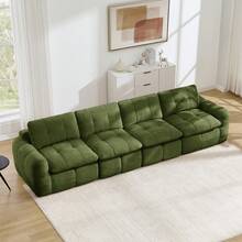 4 Seat Sofa Modular Frame Less Green - Cloud Soft Chenille Cover - 綠色四座 - 查看 2