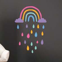 1set Rainbow Pattern Wall Sticker, Colorful Raindrop Self-Adhesive Paper, Suitable For Home Decoration, Room Decoration, Wall Decoration, PVC Waterproof Material, Removable - Self-adhesive - View 2