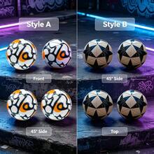2pcs Different Pattern Dimension Tech Style Competitive Size 2 Football, Upgraded Multi-Layer Composite Inner Bladder, Stable And Durable Rebound. Light And Shadow Line Design, Creating An Avant-Garde Visual Effect. Suitable For Outdoor Grass And Indoor Courts, Can Be Used For Daily Ball Control Training Or As Home Decor. - Blue - View 6