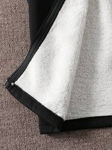 1pc Tween Boys Thermal Lined Outdoor Comfortable Casual Black Vest Jacket, Autumn/Winter - Black - View 5