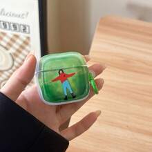 1pc Green Lawn Oil Painting Pro 3 Earphone Case Protective Cover For AirPods 4/3/2 - Multicolor - View 2