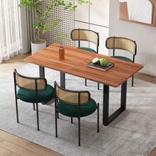 Velvet Dining Chair Set Of 4 Modern Simple Leisure Chair With Four Metal Support Legs Rattan Leisure Chair Living Room Bedroom Chair Green 105.5 X 63 X 20.5cm - Green - View 2
