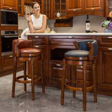 360 Degree Swivel Bar Height Chair With Backs For Home Kitchen Counter, Morden Chair Barstools, 54.8 X 54.8 X 96 Cm - 棕色 - 查看 2