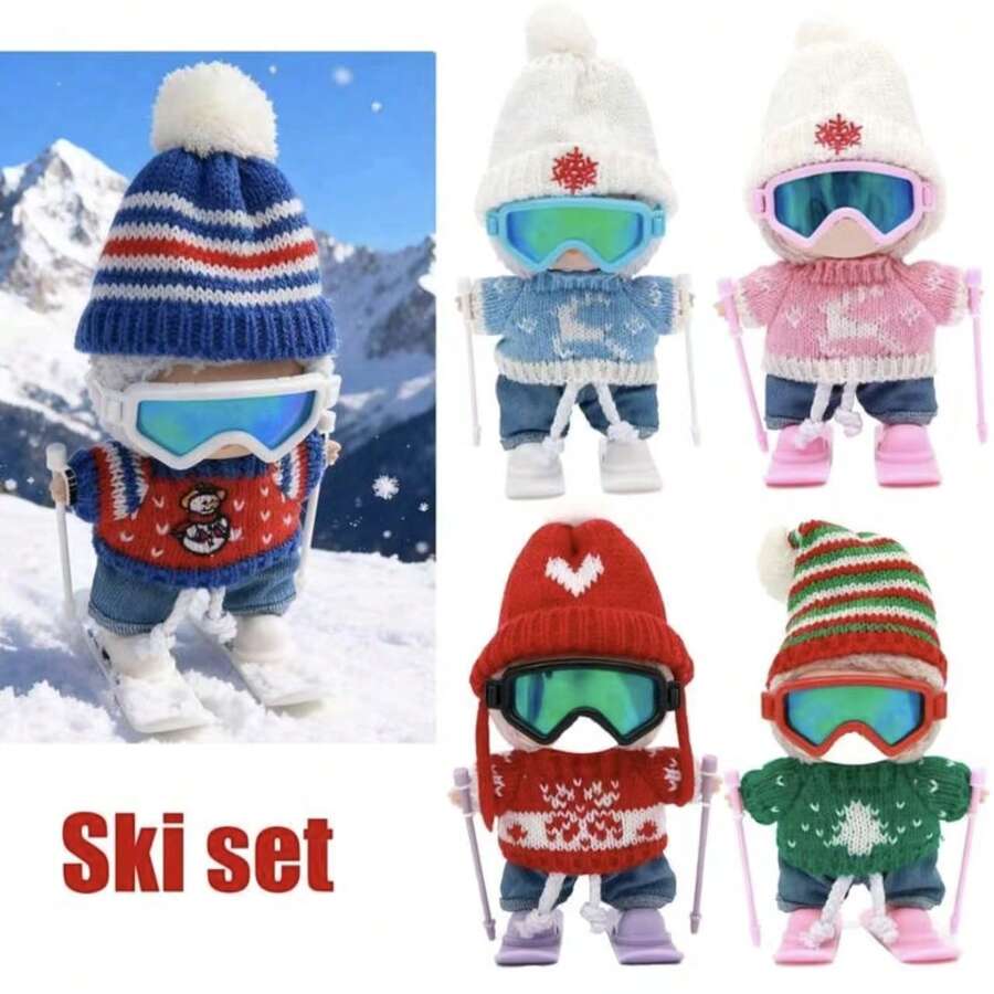 Cute Mini Ski Equipment, Suitable For Mini Doll Accessories Set, Miniature Ski Boards, Ski Poles, Doll Clothing Accessories, Winter Scene Micro Scene Props, Doll Decoration Gifts, Designed For Doll Enthusiasts