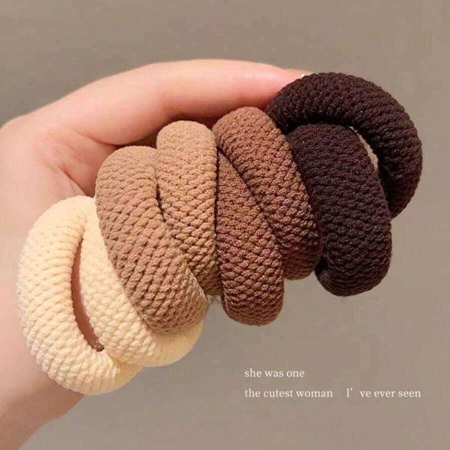 10pcs Mixed Color Multifunctional Thick High Elasticity Elegant Minimalist Durable Non-Damaging Hair Ties (Random Color) - Multicolor - View 1