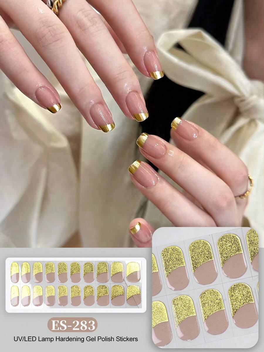 半固化凝膠美甲貼片 20片裝 長效沙龍級美甲貼紙 易貼易撕 UV燈使用