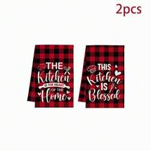 1pc Red Buffalo Plaid Kitchen Theme Hand Towel, - Durable Polyester Fabric, Suitable For Daily Use, Party, Home Decor, Theme Party And Gathering Decoration Towel - Multicolor - View 10