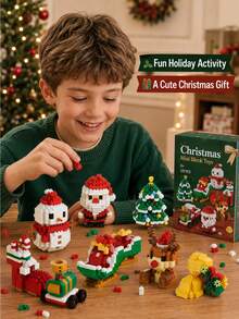 Christmas Mini Building Block Set, Santa Claus Snowman Reindeer Christmas Tree Building Model, DIY Assembly Educational Toy, Holiday Desktop Decor, Suitable For Children And Collectors As Holiday Gift - Multicolor - View 3