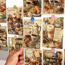 20pcs Vintage Coffee Theme Postcards - Retro Coffee & Pastry Illustration Wall Collage Set, Aesthetic Coffee Time Collection Decorative Cards, Suitable For Home Room Decor, Scrapbooking & Handmade Crafts - Multicolor - View 5
