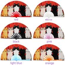 1pc Cute Cartoon Illustration Folding Fan, Large Size Fan Bone, Student Daily Portable Cooling Decorative Handheld Fan - Multicolor - View 6