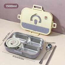 304 Stainless Steel Lunch Box, Bento Box Adult, Leakproof Japanese Bento Box With Utensils And Soup Bowl, Microwaveable Metal Lunch Box, Stainless Steel Containers With Lids, For School Student - Multicolor - View 24