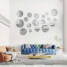 26 PCS 3D Acrylic Mirror Wall Sticker, Round Mirror, DIY Bedroom, Bathroom And TV Background Room Sticker Wall Decoration - Round - View 1