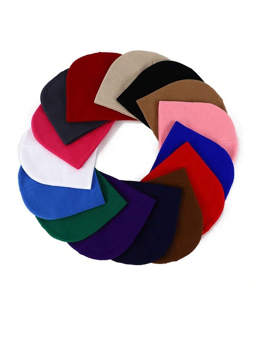 1pc Women's Solid Color Y2K Hip Hop Knitted Beanie, Double Layer Warm Neutral Fashion Casual Brimless Hat, Suitable For Daily Street Punk Style - Multicolor - View 1