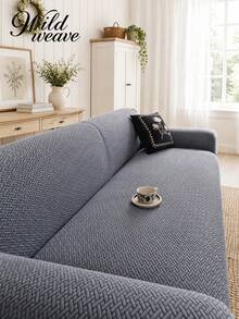 1pc Jacquard Sofa Cover, Modern Style Jacquard Seat Cushion Cover, Suitable For Daily Living Room Scenes, All-Season Universal Sofa Cover - Dark Grey - View 6