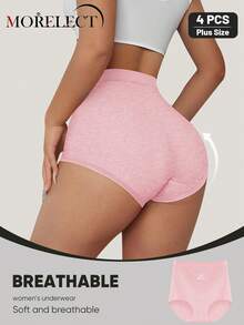 Morelect 3 piezas de bragas de cintura media-alta para mujer, bragas triangulares de uso diario, estilo minimalista, transpirables y amigables con la piel - Multicolor - Ver 3