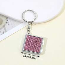 1pc Mini Rhinestone Double-Sided Square Mirror, New Creative Ins Style Luxury Sparkling Diamond Cross-Border Hot-Selling 2-In-1 Rhinestone Mini Makeup Mirror Keychain, Multifunctional Makeup Mirror Keychain Pendant, Thumb-Sized Portable Double-Sided Folding Lipstick Mirror, Suitable For Touch-Ups On The Go, Sparkling Crystal Portable Folding Makeup Mirror With Double-Sided Square Design, Mini Handbag Carry, Fun Gift - Multicolor - View 9
