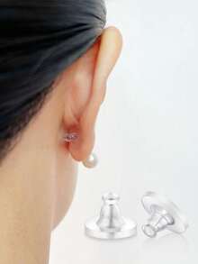 20/50/100pcs Clear Rubber Earring Backs, Jewelry DIY Accessories - Clear - View 2