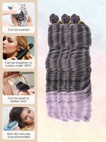 3 Peças Extensões de Cabelo Sintético Resistente ao Calor de 22 Polegadas, Tranças Espirais Crochê Multicoloridas Preto Marrom, Extensões de Cabelo Ondulado Solto de Alta Temperatura, Adequado para Uso Diário, Feriados, Festas, Festival de Música e Carnaval, Halloween para Mulheres - Multicolorido - Visão 6