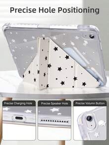 可愛 Y 型折疊平板保護殼，附筆槽，適用於 iPad Air 8 (M4) 11" 13" 2026 11th (A16) Air 11 M3 M2 Pro 11 M4 M5 7th 8th 9th 10.2" 10th 10.9 Air 4 Air 5，護角設計 - 滿天星 - 查看 5
